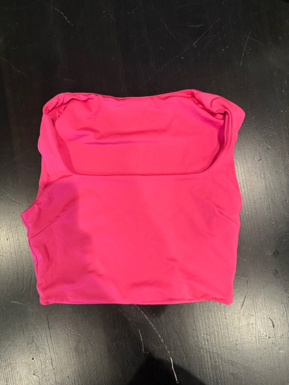 SHEIN Hot Pink Strapless Bandeau Crop Top